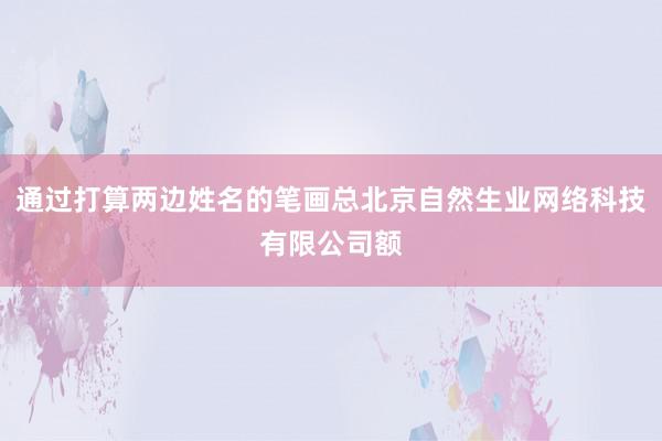 通过打算两边姓名的笔画总北京自然生业网络科技有限公司额